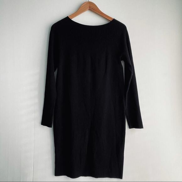 Vince. Wool blend scoop neck long sleeve sweater dress ribbed black size XS - Picture 8 of 10
